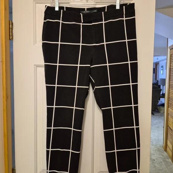 Lauren Ralph Lauren Black and White Checkered Pants - Picture 2 of 4
